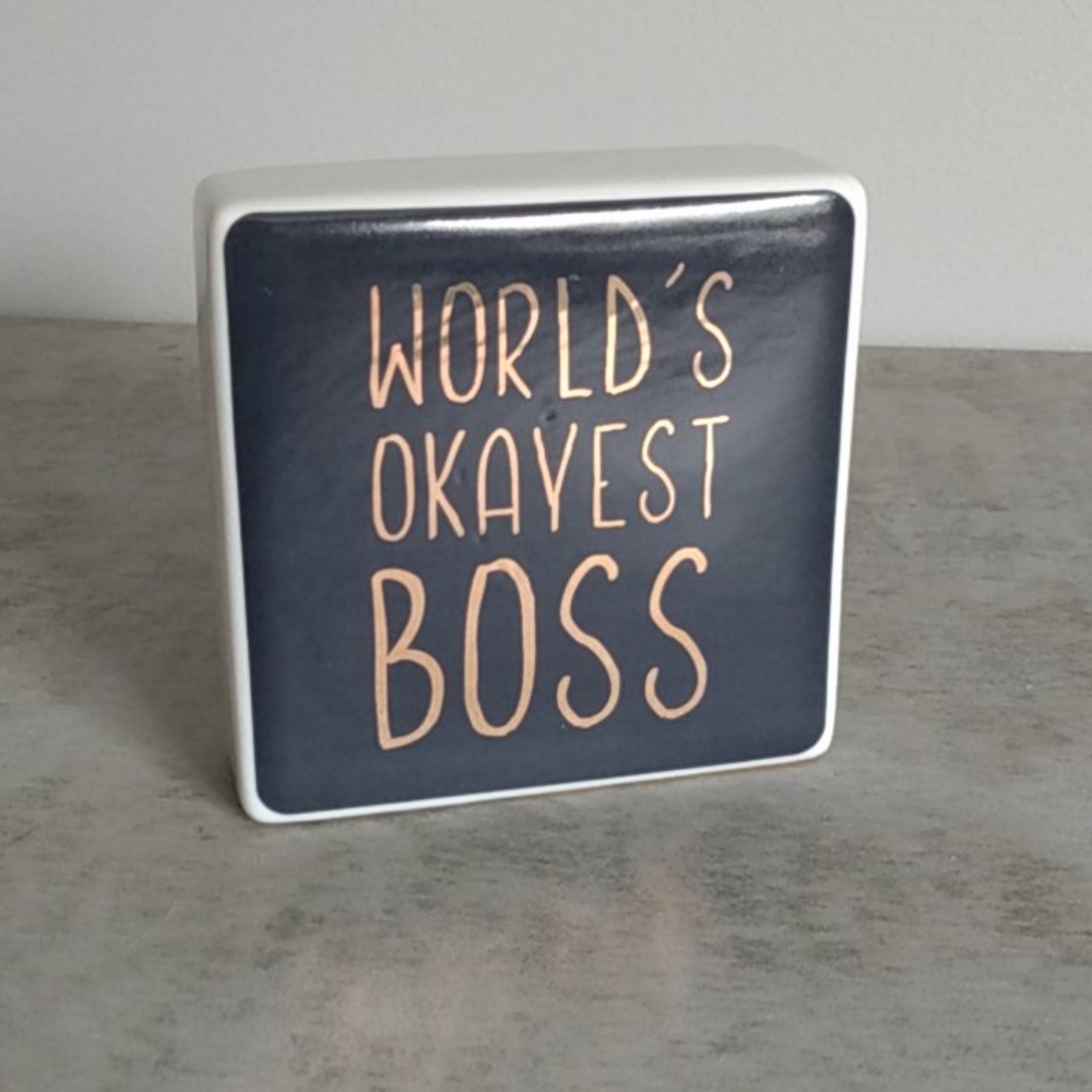 Double sided ceramic paperweight